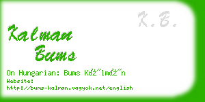 kalman bums business card